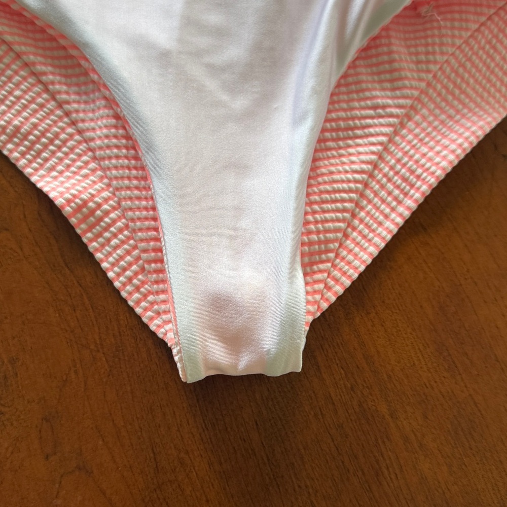 Seea - One Piece - Med - Pink/Coral & White Seersucker - Picture 5 of 7